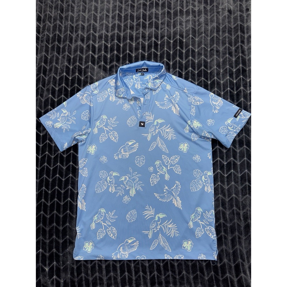 Bad Birdie Men's Golf Polo Blue Tropical No Fly Zone Size Small